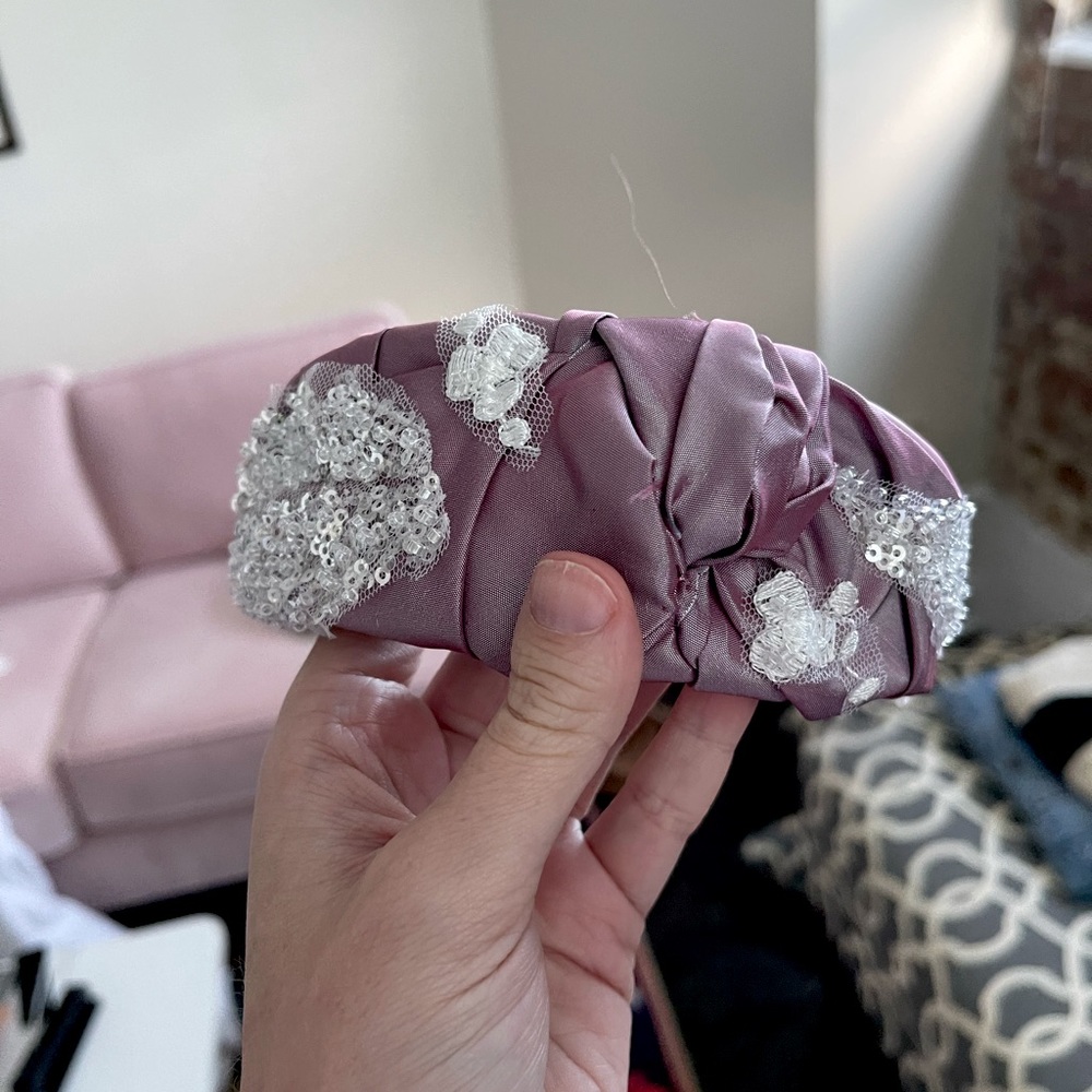 HANDMADE: Gorgeous Purple Satin Beaded Lace Soft Headband